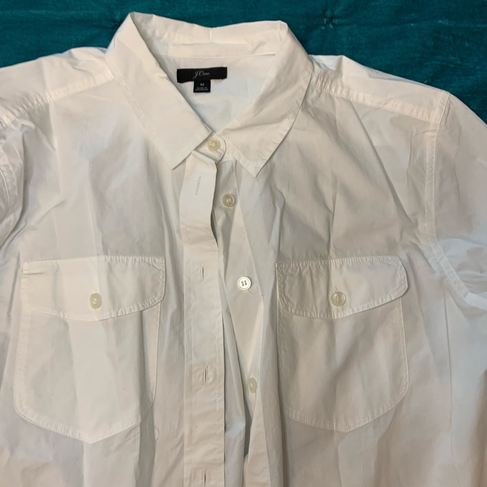 J Crew white button-down long-sleeved shirt